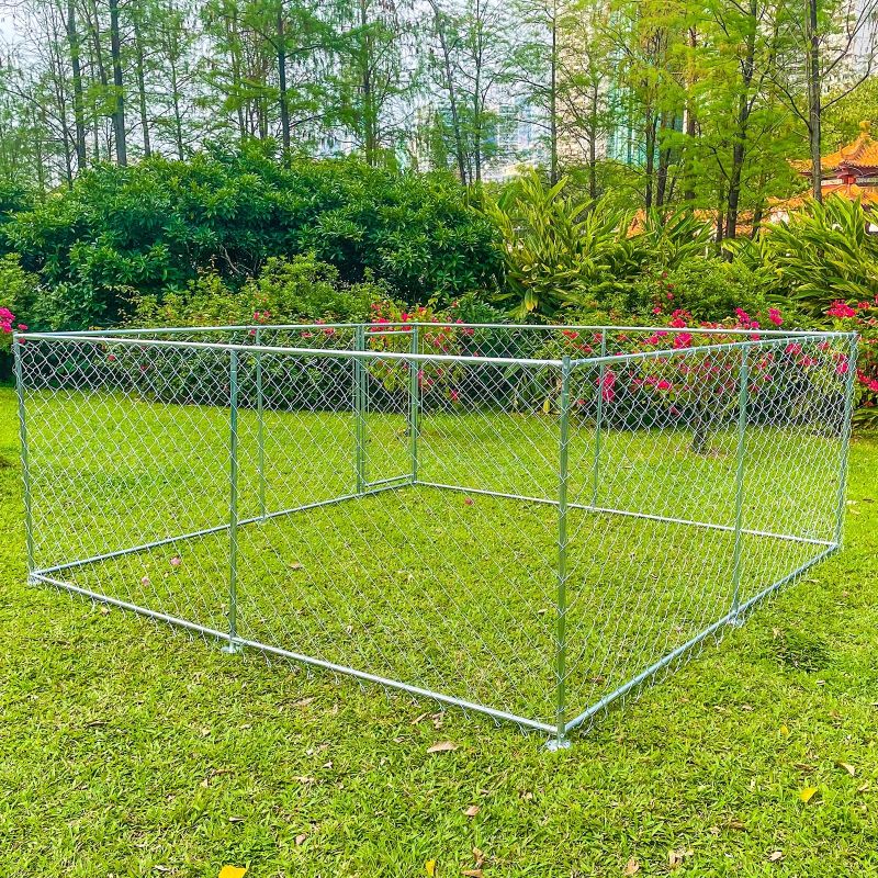 Photo 1 of 10 x 10ft Large Metal Pet Dog Run House Kennel Cage Backyard Outdoor Dog Playpen Enclosure
