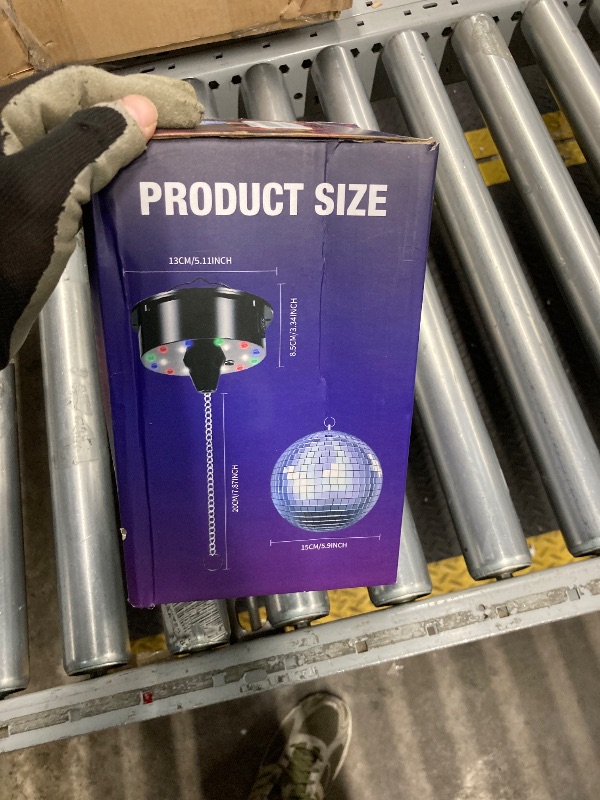Photo 1 of 10 RPM Disco Ball with Motor and Mirror Ball — Plug/Battery Operated Disco Motor Light with 4 Color Lights,18 LED Beads and Remote, Christmas Party, Back to 70s Theme Party Supplies