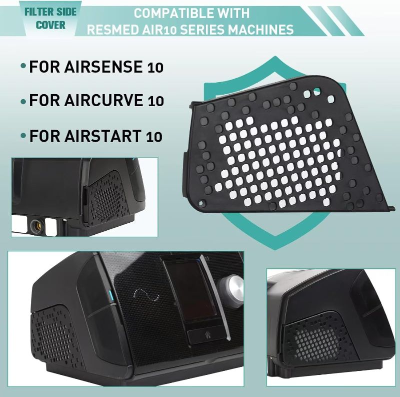 Photo 1 of 19729 Filter Side Cover Compatible with ResMed AirSense 10, AirStart 10, AirCurve 10 CPAP/AutoSet/VPAP Machines - Universal Replacement for Plastic Side Filter Cover (1 Pack, Black)