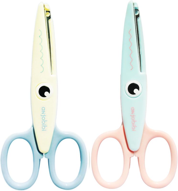 Photo 1 of  Decorative Pattern Edge Craft Scissors (2-Pack), Fancy Scissors, Suitable for Fun DIY Scrapbooking Crafting Projects for Kids Adults (Beige+blue)
