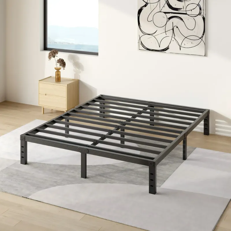 Photo 1 of 12 inch Full Bed Frame, Easy Assembly, No Box Spring Needed, Heavy Duty Metal Platform Full Size, Noise Free, Black