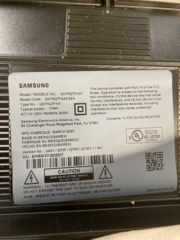 Photo 1 of SAMSUNG 75-Inch Class QLED Q7F Series Samsung Vision AI Smart TV (2025 Model, 75Q7F) Quantum HDR, Object Tracking Sound Lite, Q4 AI Gen1 Processor, 4K upscaling, Gaming Hub, Alexa Built-in