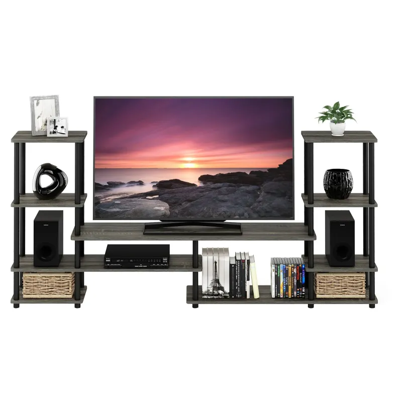 Photo 1 of Furinno Turn-N-Tube Wood Grand Entertainment Center for TV up to 50" in Oak Gray