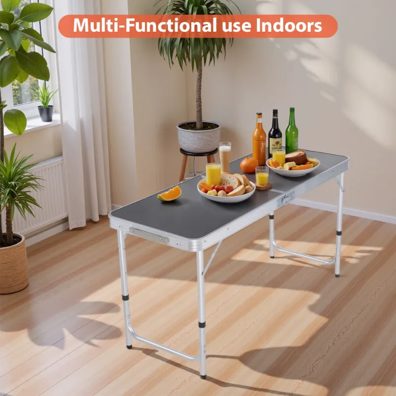 Photo 1 of 
Vecukty Portable Camping Table Set - Aluminum Kitchen Station w/ Storage, Adjustable Feet & Trash Can, brown