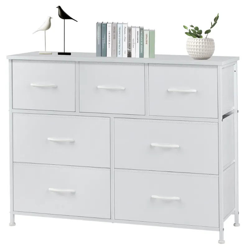 Photo 1 of ***PARTS ONLY**EDX 7 Drawer Dresser, Wide Chest of Storage Drawers Nightstand Storage Tower With Wood Top for Living Room, Bedroom, Hallway, White
