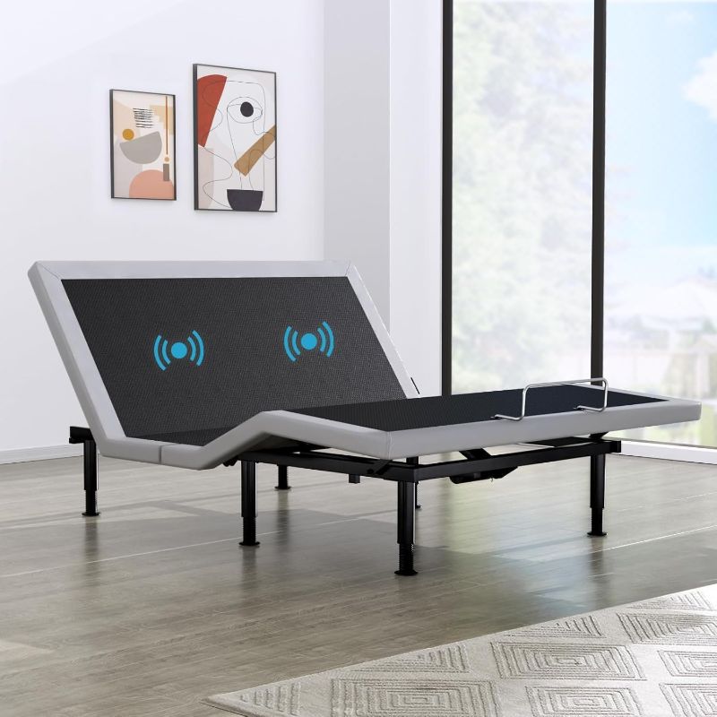 Photo 1 of g Size Adjustable Bed Frame with Adjustable Legs, Electric Bed Base, Wireless Remote Control, Whisper Quiet Durable Motor, Independent Head and Foot Incline, Fabric Covered