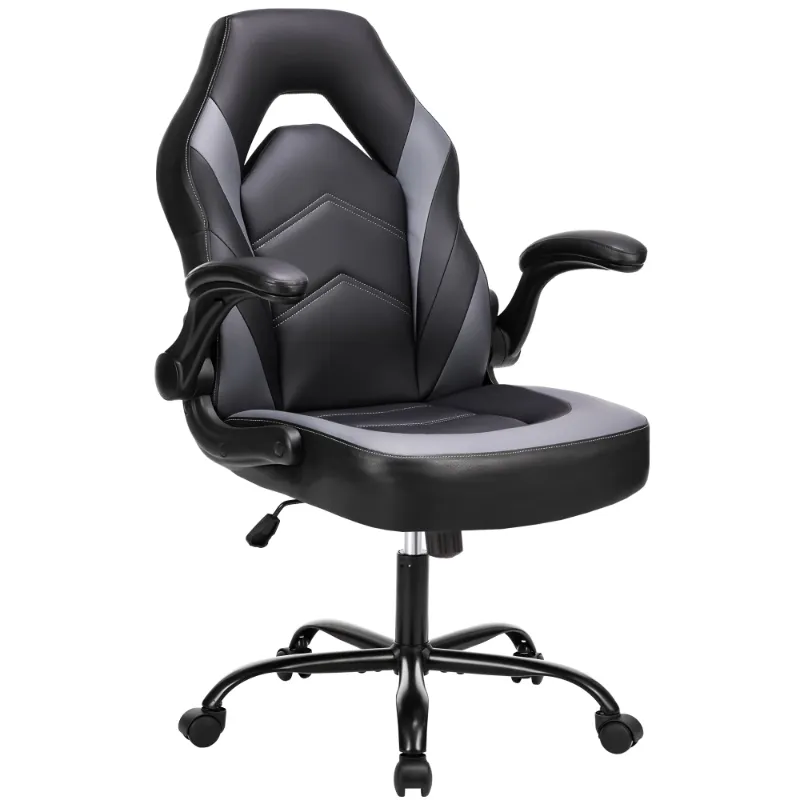Photo 1 of edx Gaming Chair, Computer Chair Ergonomic Office Chair PU Leather Desk Chair Executive Adjustable Swivel Task Chair with Flip-up Armrest
