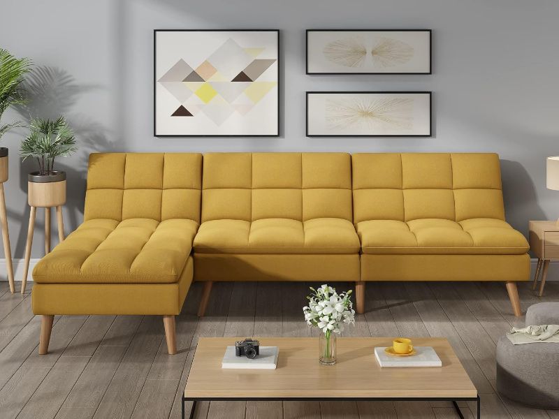Photo 1 of ***JUST THE OTTOMAN***Gold Sparrow Bovey Convertible Sofa Bed Sectional,  MUSTARD GOLD 