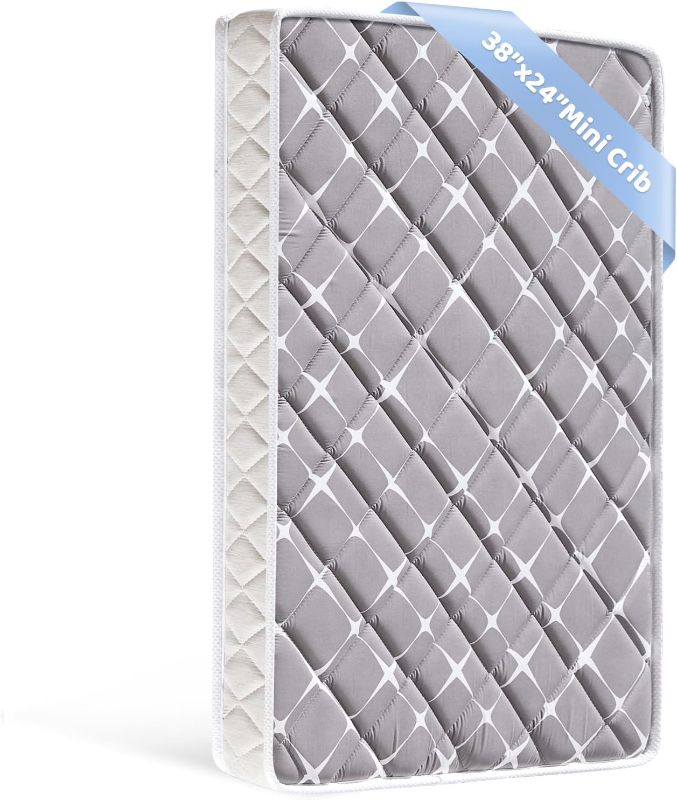 Photo 1 of 
Mini Crib Mattress - 38x24x4 Inch- Dual Sided with Firm Support and Comfort Foam- Breathable, Quiet and Odorless, Fits Most Mini Cribs (Does Not Fit Playard or Standard Crib)