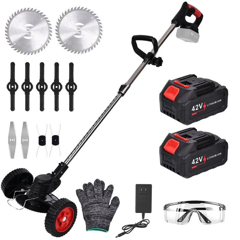 Photo 1 of ***PARTS ONLY***
Cordless String Trimmer, HDJ 42V 48-in Telescopic Electric Weed Wacker on Wheels, Grass Trimmer with 4 Types Blades and 6000mAh Battery Powered for Garden, Yard, Black