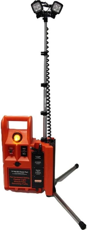 Photo 1 of ***PARTS ONLY*** Plasticade, Dual Head LED Flagger Lighting Construction Lighting in Any Weather Plasticade Flagger Lighting Station & Work Area Light, 4,000 Lumens, Portable, Waterproof Case, Adjustable Heads, 8-Foot Light Elevation, Temporary Constructi