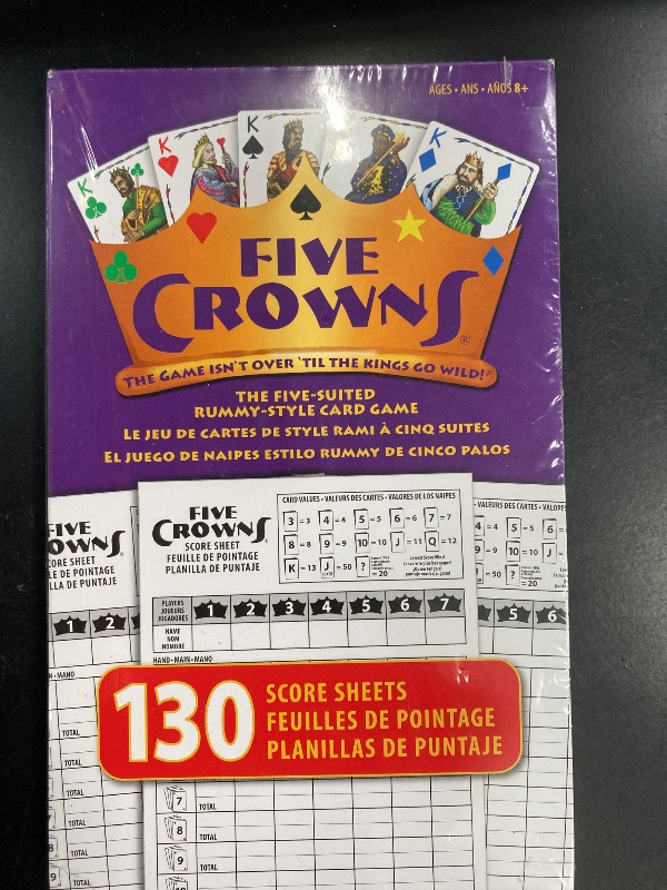 Photo 1 of Five Crowns Scorepad – 130 Page Replacement Score Sheet, Card Game Score Card, Tracks 7 Players at Once, Gift for Kids, Birthday Gifts