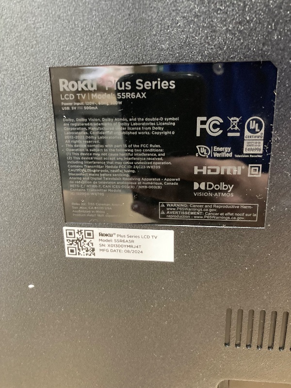 Photo 1 of ***PARTS ONLY***
SAMSUNG 55-Inch Class Crystal UHD 4K DU7200 Series HDR Smart TV w/Object Tracking Sound Lite, PurColor, Motion Xcelerator, Mega Contrast, Q-Symphony (UN55DU7200, 2024 Model)
