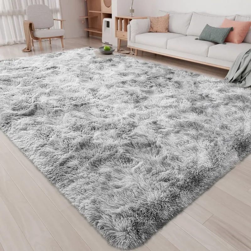 Photo 1 of CozyDesg 8ft x 10ft Area Rugs, Soft Fluffy Area Rugs Floor Mat Floor Rugs for Living Room Bedroom Modern Decor Carpet, Light Gray