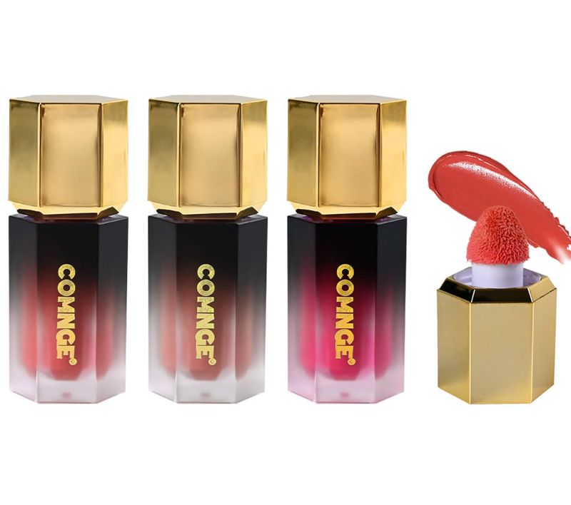 Photo 1 of 4ct Red Tones Liquid Blush - Nude Matte Natural Blush Cream for a Bare Makeup Look, Moisturizing Liquid Blush Cream for Lips and Cheeks, Makeup Glowing, Long-Lasting, Smudge-Proof Blush Stick