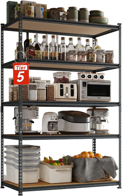 Photo 1 of ***ITEM IS SIMILAR NOT EXACT, UNSURE OF EXACT MEASURMENTS***  Smaafit 5 Tier Z-Shaped Heavy Duty Storage Shelving Metal Shelving Unit, Shelving for Wall Storage, 48x24x72 inches, 580 lbs/Tier, Adjustable, Garage and Warehouse Storage Shelving
