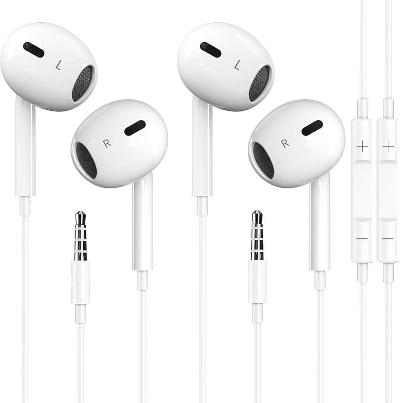 Photo 1 of 2 Pack Wired iPhone Earbuds/Wired Headphones with 3.5mm Wired Earphones[MFi Certified] with Microphone Volume Control Compatible for iPhone,iPad,iPod,Computer,MP3/4,Android Most 3.5mm Audio Devices
