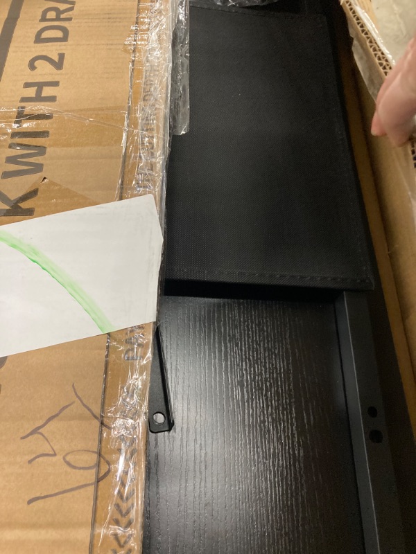 Photo 1 of 32 Inch Black Writing Desk with 2 Fabric Drawers, Modern Study Table with Storage for Student/Kids, Small Computer Desk for Small Space, Home Office Desk

