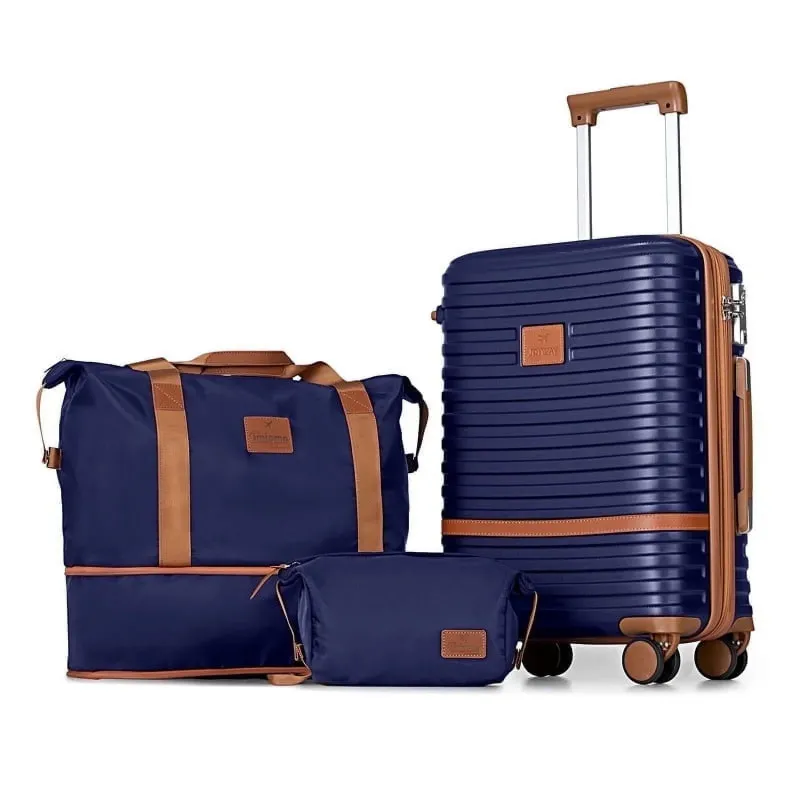Photo 1 of ***ONLY SUITCASE***   BLACK Joyway 20" Expandable Carry-on Luggage with Spinner Wheels?Hardside 3PCS Set with TSA Lock
