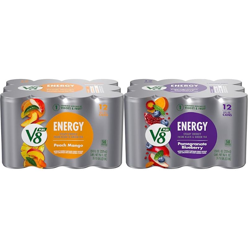 Photo 1 of 
V8 Energy Variety Pack 24 Count, Peach Mango & Pomegranate Blueberry, 8 FL Oz Can (2 Packs of 12)
