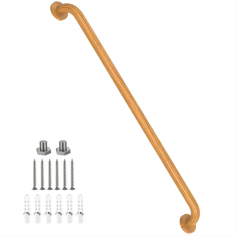 Photo 1 of 36 Inch Shower Grab Bar Wood Grain, ZUEXT Stainless Steel Bathroom Grab Bar, Bathroom Balance Bar,Safety Hand Rail Support Handicap Elderly Injury Senior Assist Bath Handle
