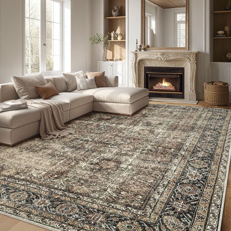 Photo 1 of BERTHMEER Large Vintage 10'x12' Area Rugs for Living Room Bedroom Bedroom Farmhouse Kitchen Non Slip Brown Oriental Traditional Distressed Rugs
