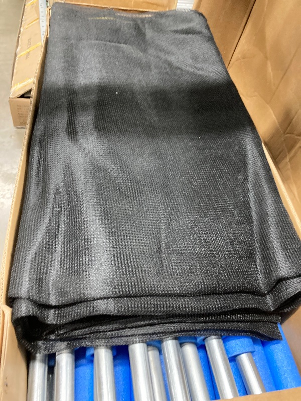Photo 1 of 14FT Trampoline Replacement Safety Enclosure Net for 6 Straight Poles Round Frame Trampolines, Breathable and Weather-Resistant Trampoline Net with Adjustable Straps (Net Only) Blue