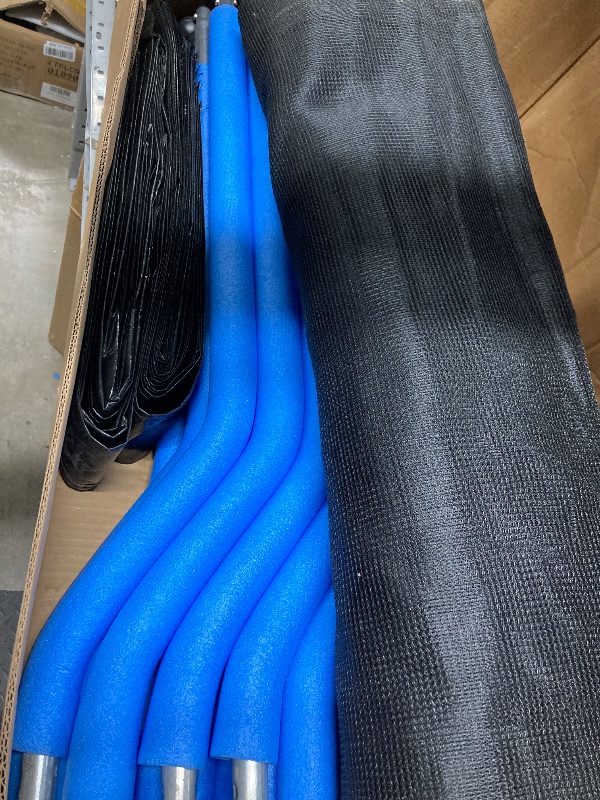 Photo 1 of 14FT Trampoline Replacement Safety Enclosure Net for 6 Straight Poles Round Frame Trampolines, Breathable and Weather-Resistant Trampoline Net with Adjustable Straps (Net Only) Blue