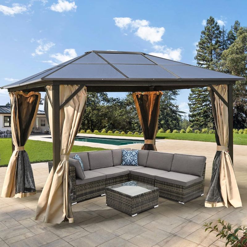 Photo 1 of 10x12 ft Hardtop Gazebo Aluminum Polycarbonate Canopy