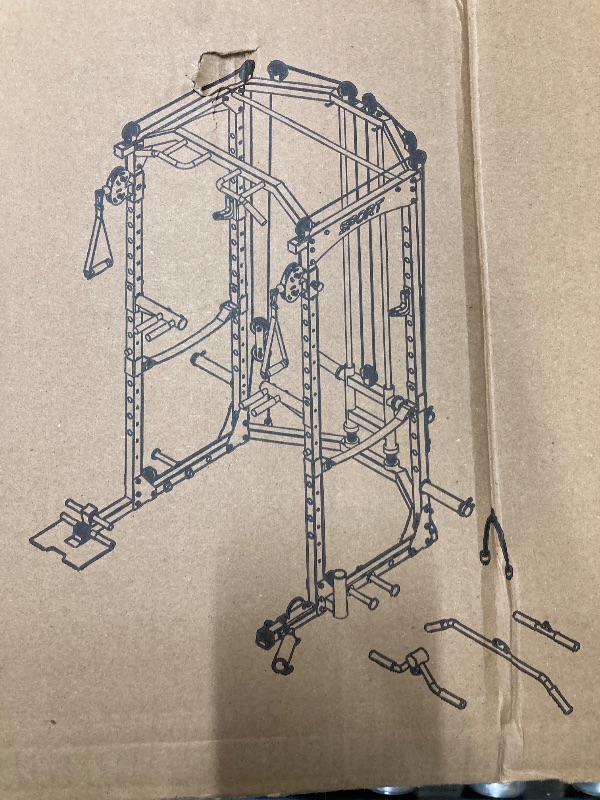 Photo 1 of **MISSING OTHER BOX****Mikolo Power Cage Power Rack with Cable Crossover System, 1500LBS Squat Rack,with LAT Pull Down System, Home Gym Packages with Weight Bench, Olympic Barbell Weight Set-Red [NOT EXACT PRODUCT PHOTO]