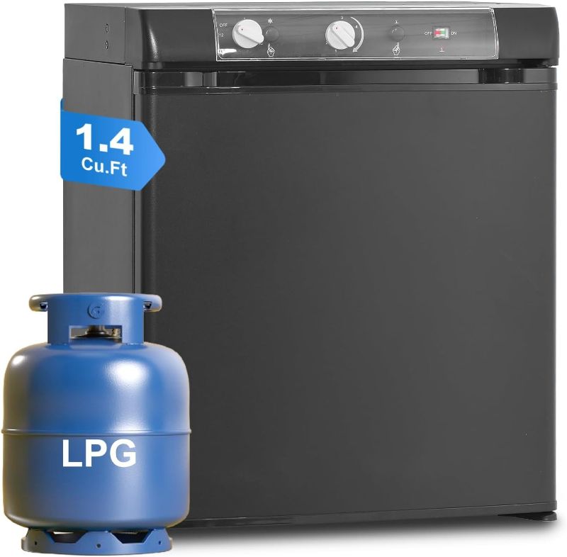 Photo 1 of 12 Volt Refrigerator, Propane Refrigerator,1.4 cu.ft RV Refrigerator 110 Volt/12V/LPG, 3 Way RV Fridge Silent, Off Grid, Outdoor, RVs, Garages,Trucks,Cabins Use