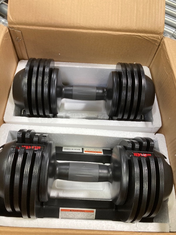 Photo 1 of Adjustable 55LB Dumbbell Set With Tray for Workout Strength Training Fitness, Weight Dial With Anti-Slip Handle and Weight Plate for Home Exercise