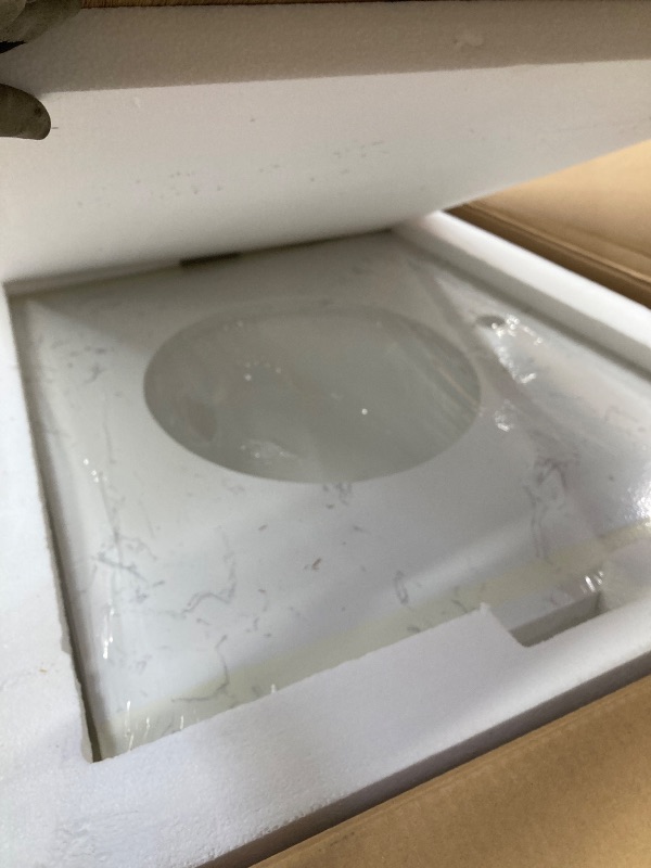 Photo 1 of  Quartz Vanity Top in Calacatta Rocky, Vanity Sink Top with Assembled Single Drop-in Sink, Pre-Drilled Single Faucet Hole Countertop with 4" H Backsplash