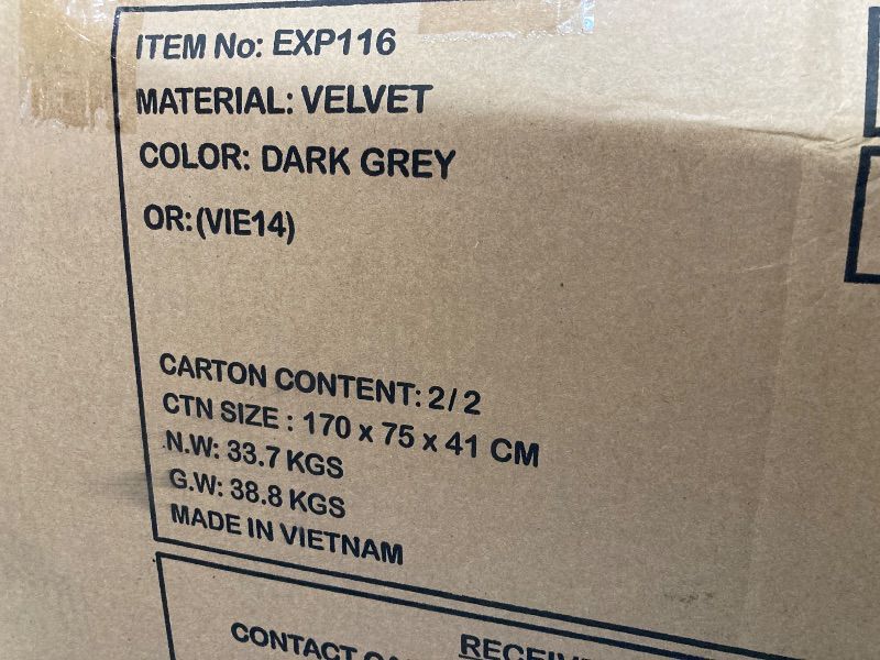 Photo 1 of ***BOX 2 OF 2 ONLY/INCOMPLETE SET**PUREMIND L Shaped Sectional Sofa with Reversible Chaise, Convertible Small Sectional Sofas Couch, Velvet dark grey box 2/2