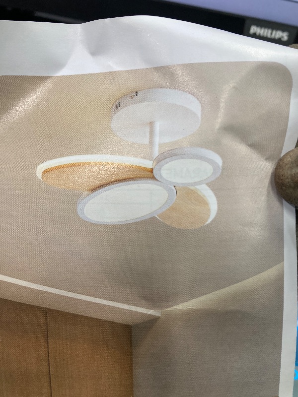 Photo 1 of Ceiling Lamp LED Ceiling Light, Color Temperature 3000/6000K Ceiling Lamp Fixture,Modern Wood Flush Mount Ceiling Light Fitting for Living Room Bedroom Kitchen Hallway((Warm Light 3000K)