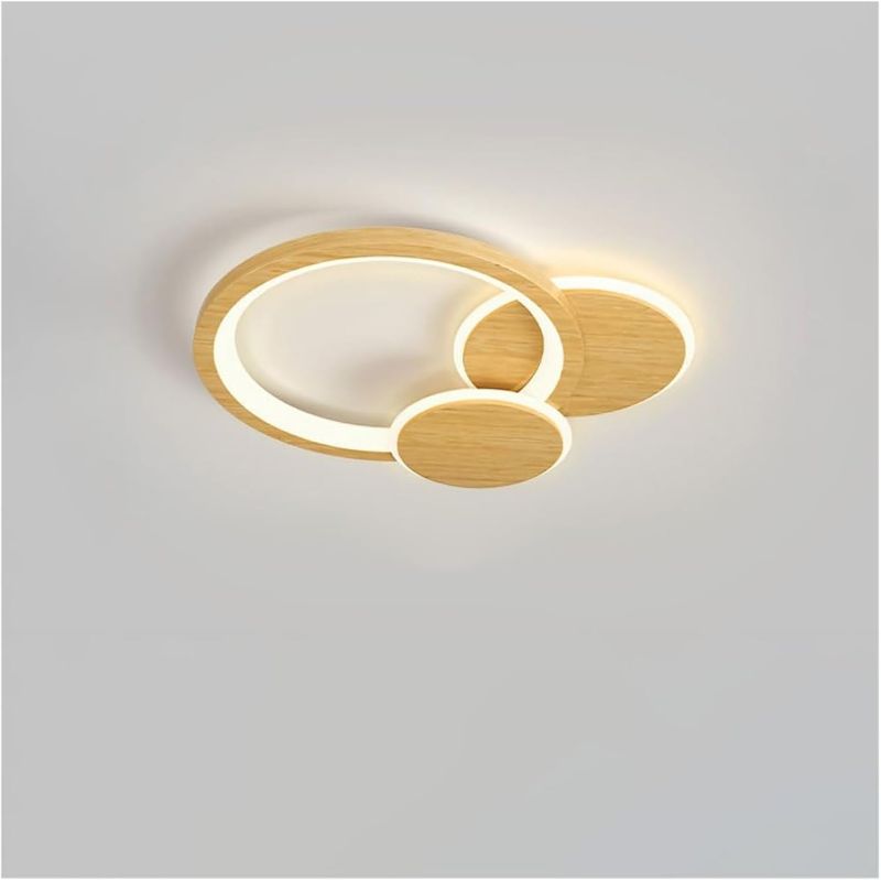 Photo 1 of Ceiling Lamp LED Ceiling Light, Color Temperature 3000/6000K Ceiling Lamp Fixture,Modern Wood Flush Mount Ceiling Light Fitting for Living Room Bedroom Kitchen Hallway((Warm Light 3000K)