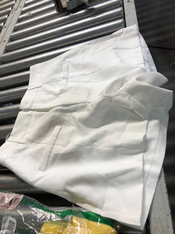 Photo 1 of WDIRARA Women's Summer Dressy High Waisted Shorts Wide Leg Comfy Work Casual Shorts White Medium