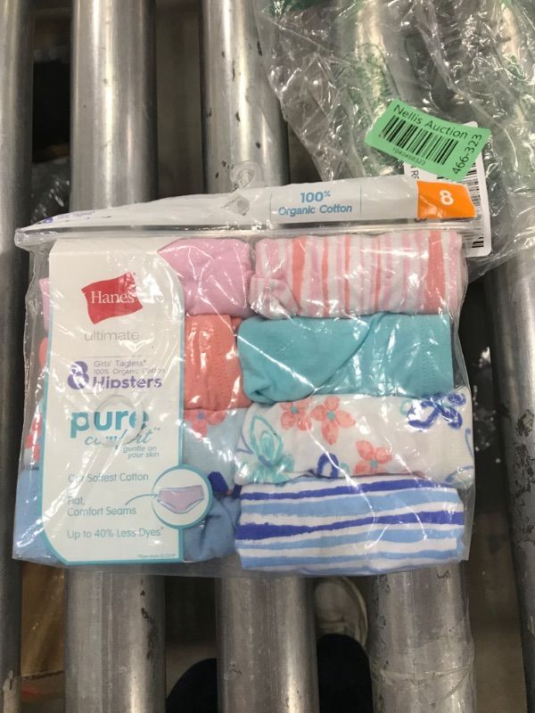 Photo 1 of Hanes Little Ultimate Girls' Underwear, Pure Comfort Organic 100% Cotton Panties, Briefs, 8-Pack, Hipster-Pink Blue Solids & Patterns, 8
