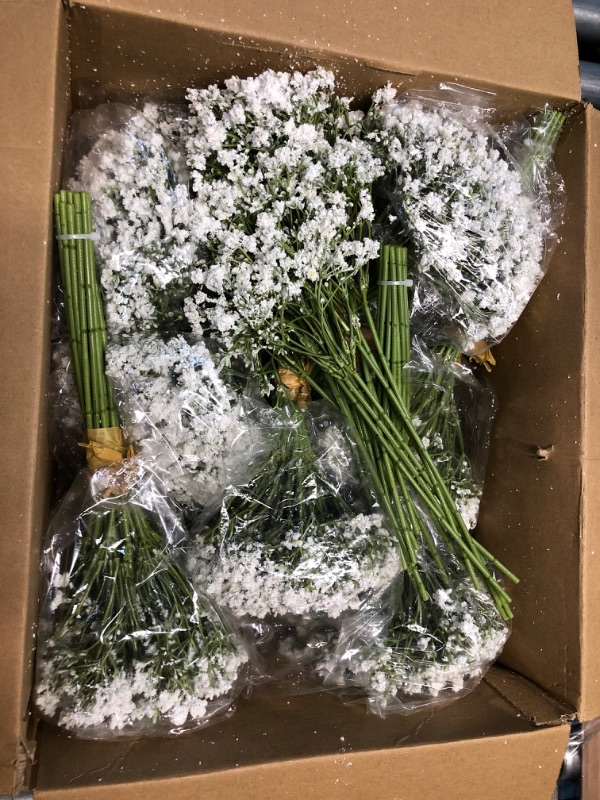 Photo 1 of (BAGGED) **(NON-REFUNDABLE)** Ysleen 48 Pieces Artificial Flowers Plastic Baby Breath Flowers Faux Gypsophila DIY Floral Bouquets Arrangement Baby Breath Wedding Party Decoration for Party Home Office Garden Decor (White)
