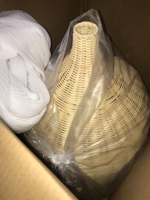 Photo 1 of Arturesthome 1 Light Rattan Woven Pendant Light Kitchen,19.68in Handmade Ceiling Lighting Chandelier, Large Hanging Lampshade Fixture Home Decor