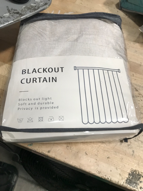 Photo 1 of 100% Blackout Shield Linen Blackout Curtains for Bedroom 84 Inches Long, Back Tab/Rod Pocket Living Room Drapes, Thermal Insulated Blackout Curtains 2 Panels Set, 50" W x 84" L, Cream