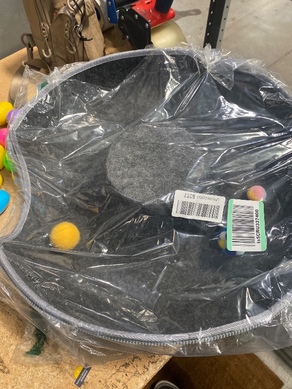 Photo 1 of Cat Tunnel Bed for Indoor Cats with 3 Toys, Scratch Resistant Donut Cat Bed, Up to 9 Lbs (M 20x20x9, Dark Grey)