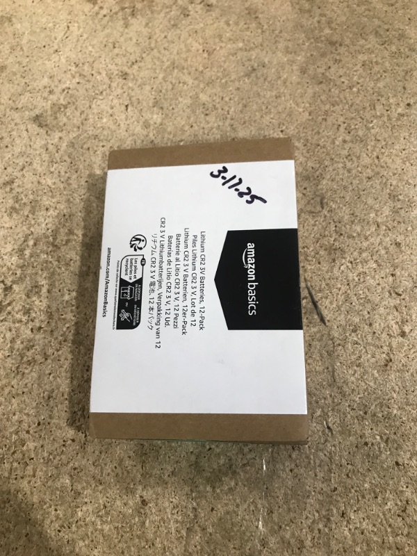 Photo 1 of Amazon Basics Non-Rechargeable CR2 Lithium Batteries, 3 Volt, Long Lasting Power, Low Self-Discharge Rate, 12 Count