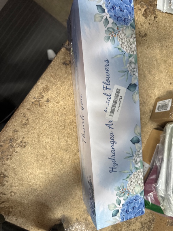 Photo 1 of 6 Pcs Real Touch Hydrangea Artificial Flowers, 21" Blue Full Faux Hydrangea Flowers Latex Fake Flowers for Home Decor Party Floral Arrangements Wedding Bouquets Centerpieces Outdoor Decor