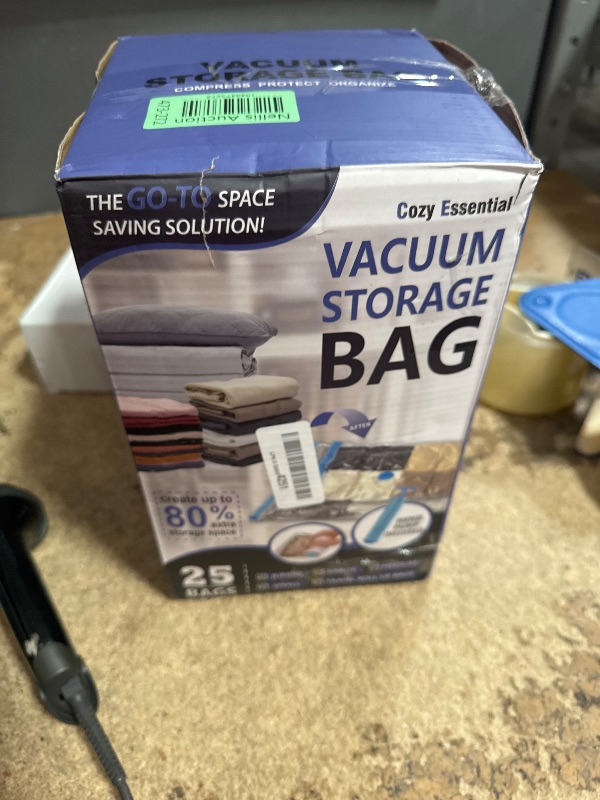 Photo 1 of 25 Pack Vacuum Storage Bags, Space Saver Vacuum Storage Bags, Vacuum Seal Bags for Clothing, Clothes, Comforters and Blankets, Hand Pump Included