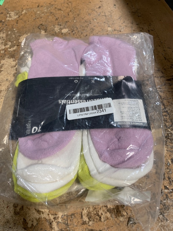 Photo 1 of Amazon Essentials Women's Cotton No-Show Socks, Lightly Cushioned, 10 Pairs, Pink/Grey/White, 8-12