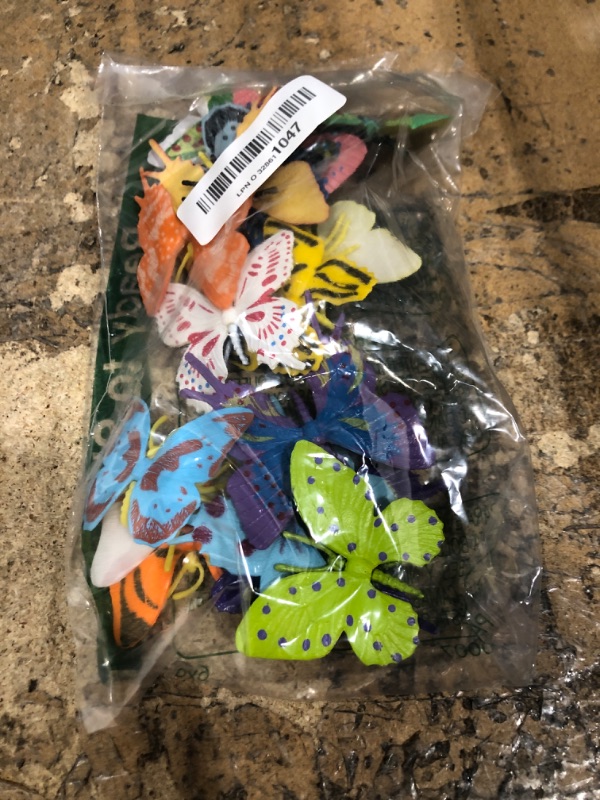 Photo 1 of 24 PCS Plastic Butterflies Toy, Butterfly Action Figures Art Toys, 24 Styles Colorful Lifelike Interactive Butterfly Decoration for Kindergarten, School Education and Animal Themed Party Decor