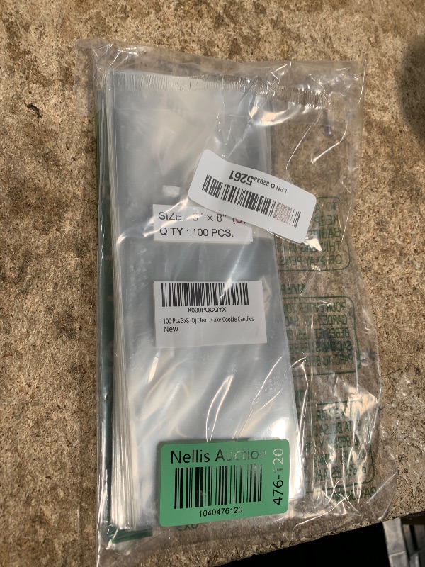 Photo 1 of 100 Pcs 3x8 (O) Clear Flat Cello Cellophane Bags Good for Bakery Cake Cookie Candies