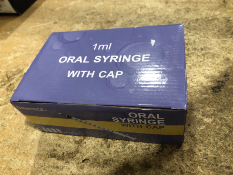 Photo 1 of 50 Pcs 1ml Syringes with Caps Oral Dispenser Individually Sterile Warpped for Medicine Dropper, Colostrum Collect Feeding Pets, Liquid