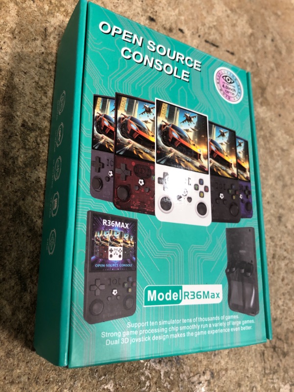 Photo 1 of 2025 New Upgrade R36MAX Retro Handheld Game Console with 64G Built-in 18000+ Classic Games, Portable Hand Held Open Source Linux System 4.0-in 4k HD IPS Screen Video Player (White MAX 64GB)
